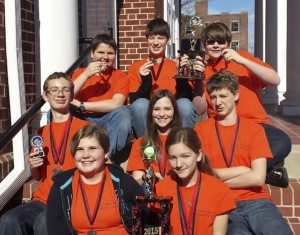 Cleveland Middle School Mathcounts teams pictured, left; front row. Julianne Faucett and Sydney Epps. Middle, Russell Hartz, Hailey Acosta, and Philip Velie. Back, Matthew DeBlois, Ryan Ayscue, and Nathan Crumpler.
