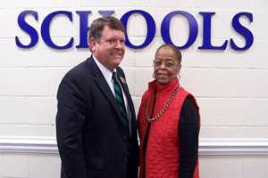 (Left to right) Larry Strickland has been reappointed chairman of the Johnston County School Board for 2016. Dorothy Johnson was reappointed as vice chairman. WTSB Photo 