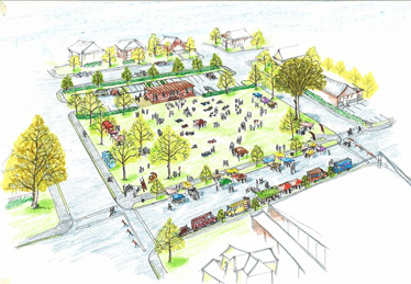 A sketch depicting the Clayton Town Square Concert Series was presented by Clayton Planning Director David DeYoung to members of the Clayton Town Council Monday night. The sketch was drawn by planner Jay McLeod. 