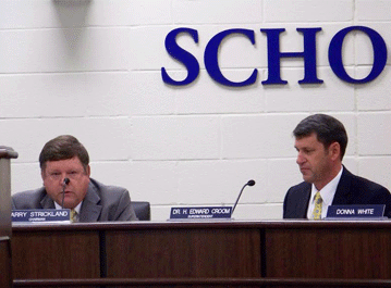 (Left to right) Johnston County School Board Chairman Larry Strickland and Superintendent Dr. Ed Croom. JoCoReport.com Photo
