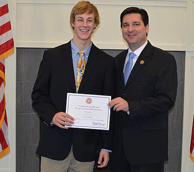 Congressman David Rouzer (far right) and Trent Tetterton at an Academy Nomination Reception hosted in Wilmington.