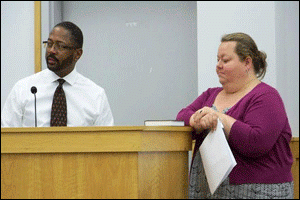 (Left to right) Smithfield Finance Director Greg Siler and Downtown Smithfield Development Corporation Executive Director Sarah Edwards. JoCoReport.com