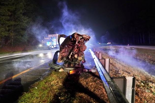 Car Bursts Into Flames After Striking Guardrail | JoCo Report