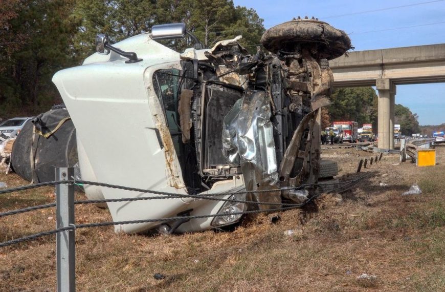 Semi Hauling Garbage Overturns On Interstate 40