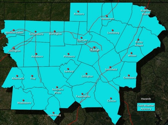 Cold Weather Advisory Issued: Johnston County Braces For Dangerous Wind Chills