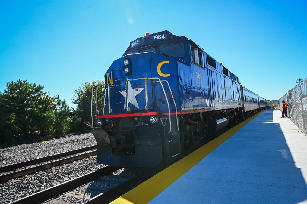 All October Special Stops By Train On Track